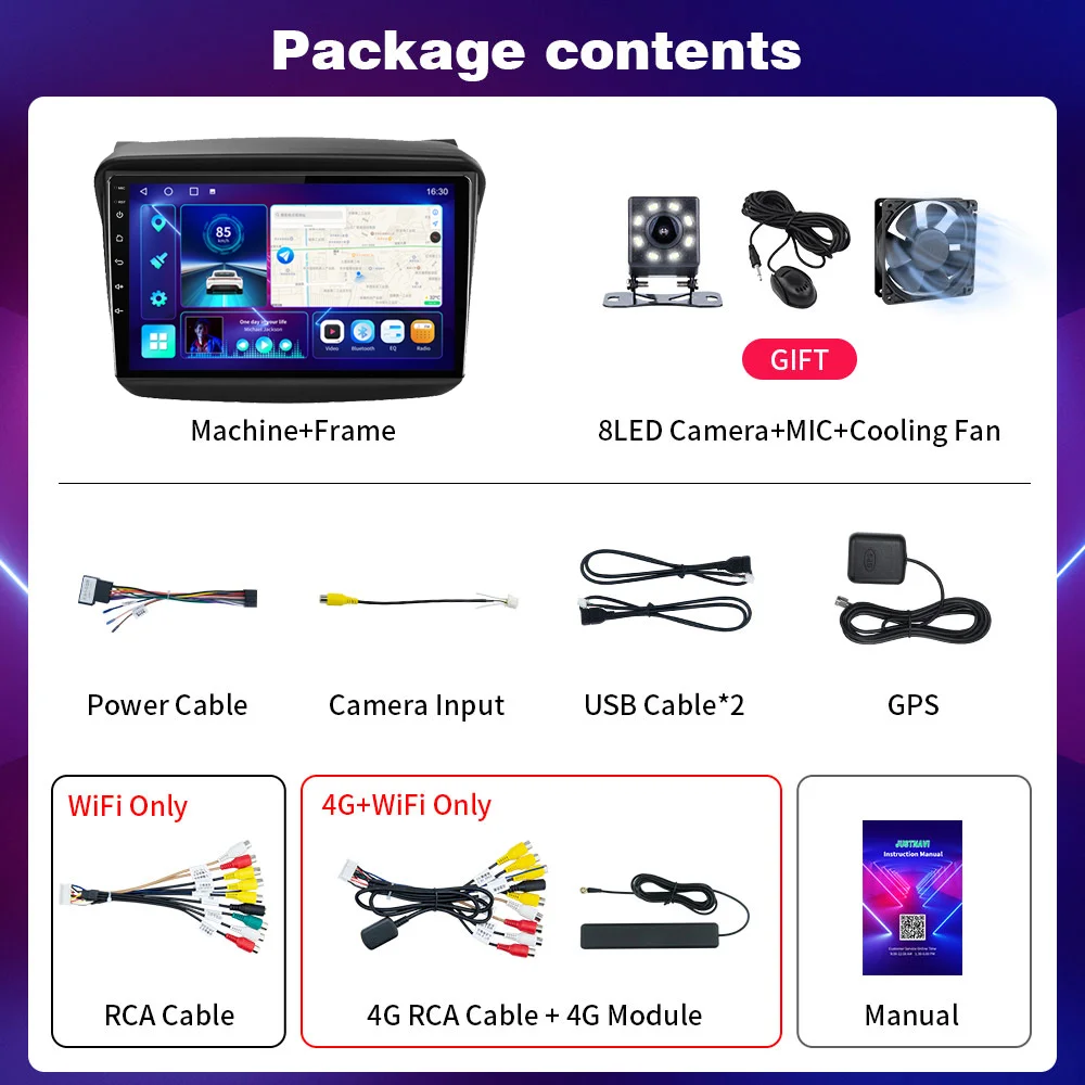 Автомобильный радиоприемник JUSTNAVI Android 10 для Mitsubishi Pajero Sport 2 L200 Triton 2008-2016 IPS