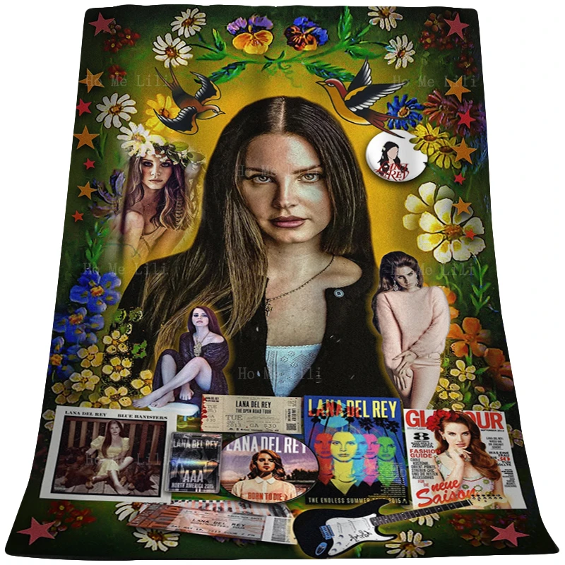 

American Singer Lana Del Rey Aesthetics Free Harbor Jubilee Poster Flannel Blanket All Season Applicable