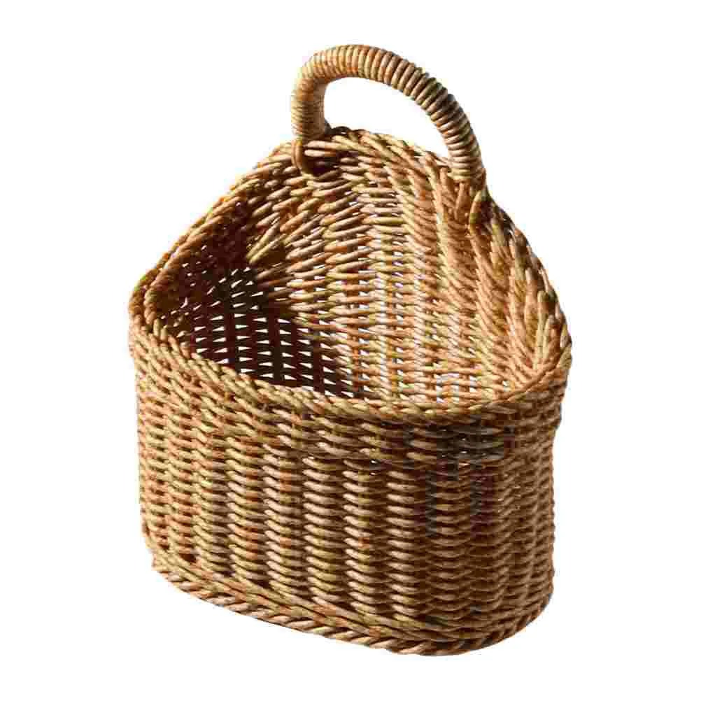 

Door Hanging Debris Storage Basket Egg Garlic Ginger Kitchen Woven Holder Rattan Wall Planter Kitchen baskets