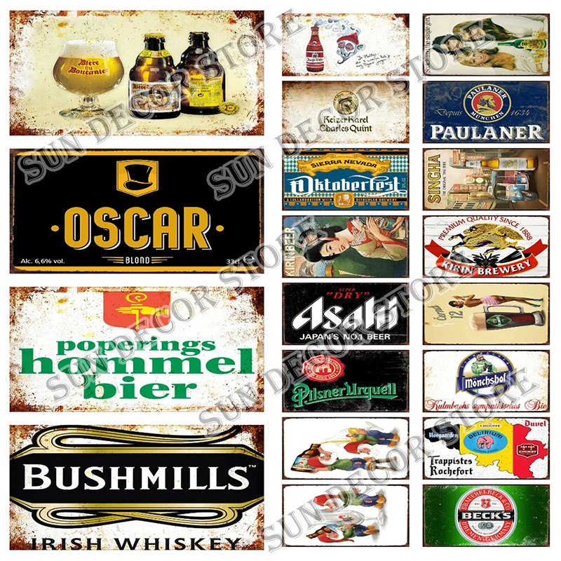 PAULANER ASAHI Sanmiguel Duvel пивной автомобиль номерной знак металлический знак налет украшение комната мужская пещера Клубная стена декоративная пластина 6x12 дюймов