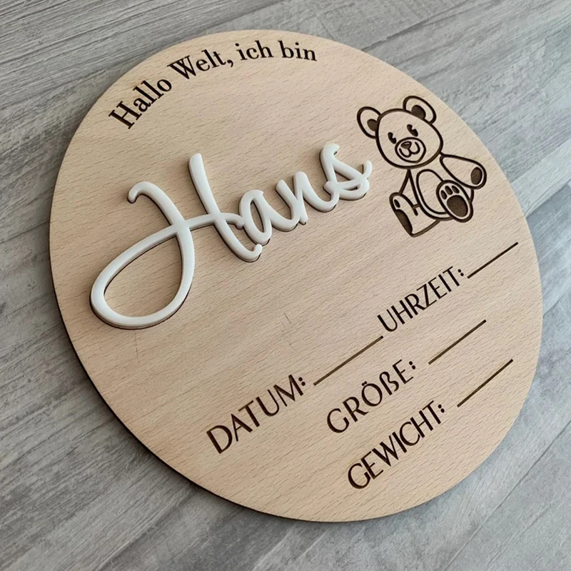 Персонализированный знак объявления ребенка деревянный с принтом ног для