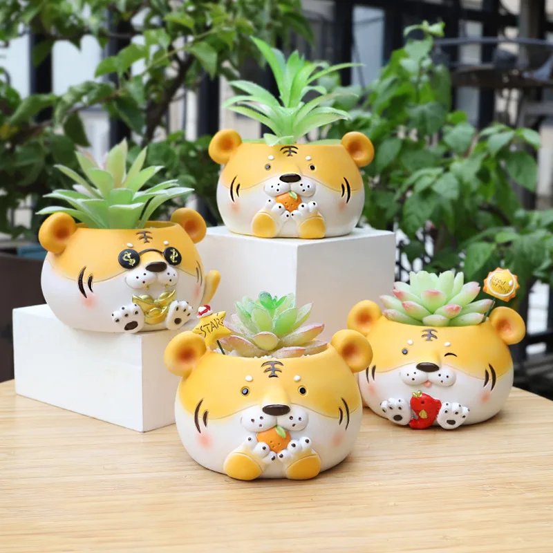 

Chinese Style Fleshy Flowerpots, Small Tiger Potted Plants, Home Gardening Decorations