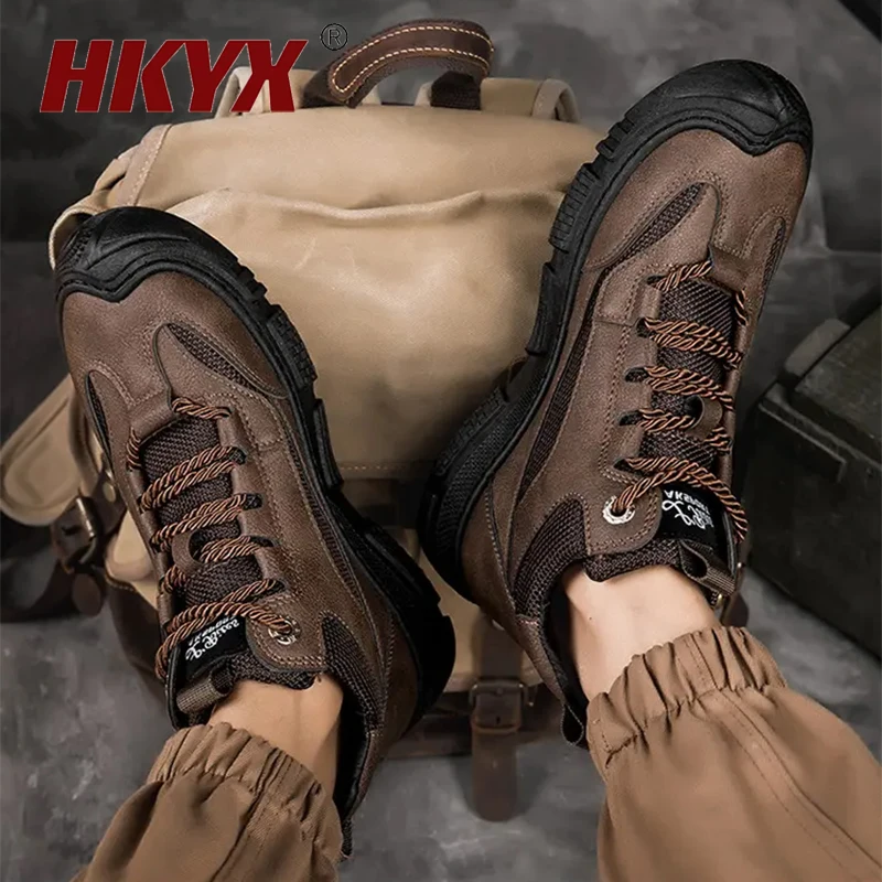 

Осенне-зимняя походная обувь на флисовой подкладке, мужские высококачественные уличные ботинки на шнуровке, теплые кожаные походные Неско...