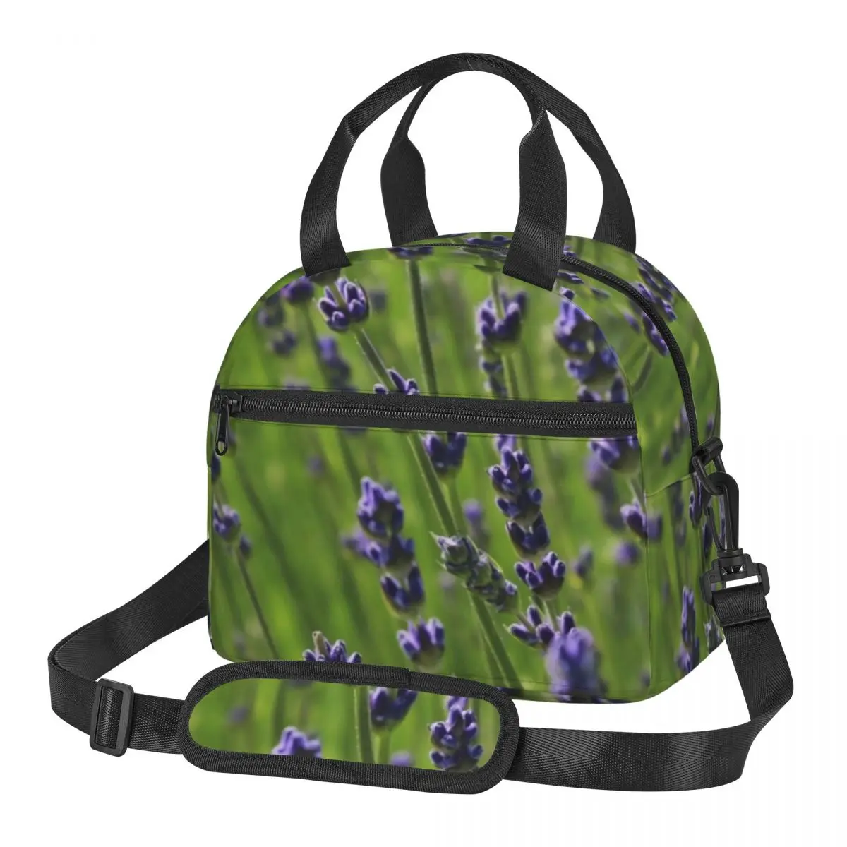 

Lavender Dreams Lunch Bag with Handle Blooming Floral Print Meal Cooler Bag Beautiful Cooling Car Thermal Bag