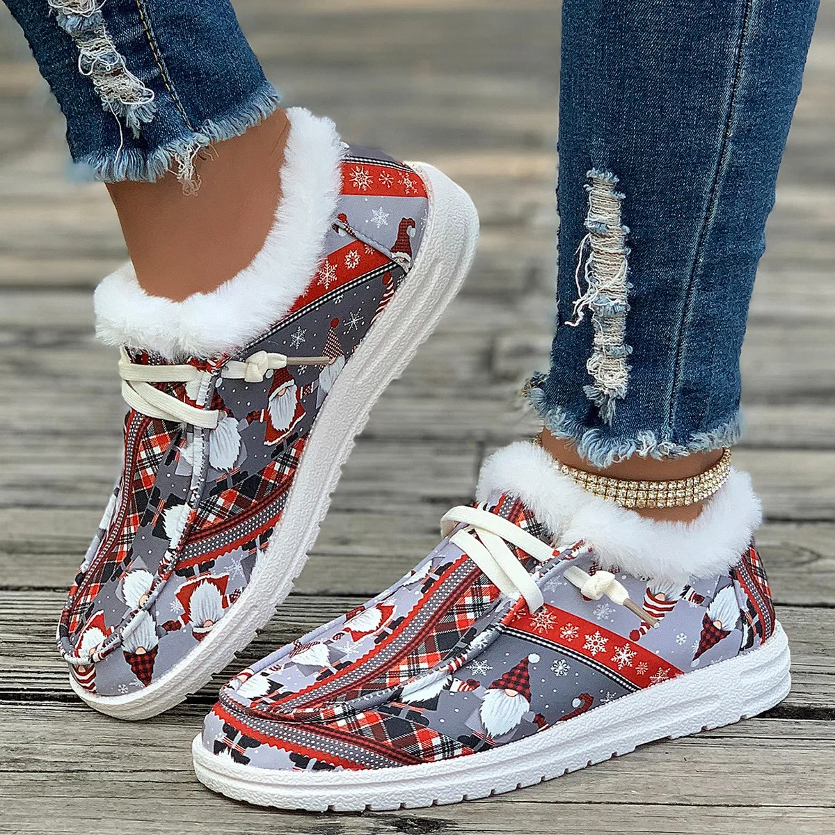 

2023 Women Casual Sneakers Thick Sole Chunky Sneakers Warm Plush Lined Anti-slip Running Shoes Women's Boots Platform Sneakers