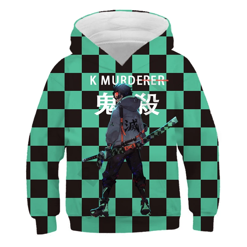 

2022 new children ghost knife popular hip hop boys and girls 3d hoodie fashion hooded autumn and winter blue devil killer sweate