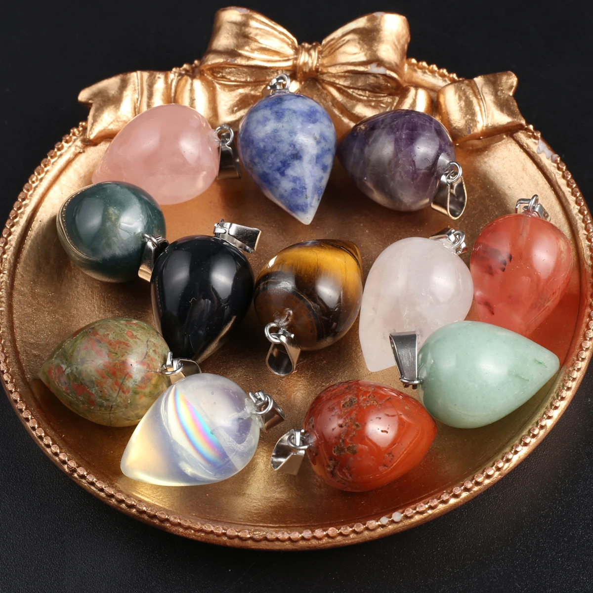 

Wholesale Price Strawberry Drop Pendant 24x16mm Jewelry Making Natural Semi precious Stone Accessories DIY Necklace Earrings