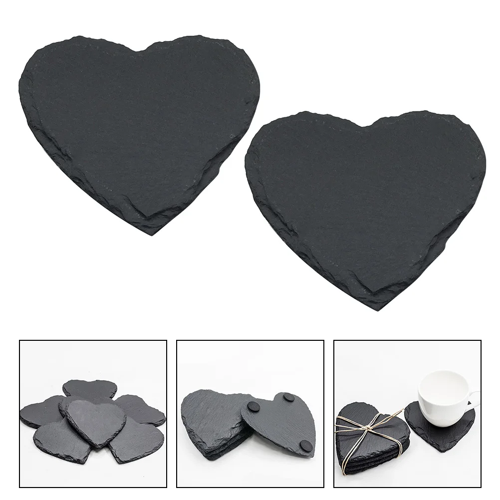 

2 Pcs Car Cup Holder Black Coaster Heart Placemat Coffee Coasters Heat Resistant Coasters Household Drink Coasters