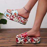 summer new platform slippers and sandals women fashion colorful flower wedges shoes ladies casual plus size 42 gladiator sandals