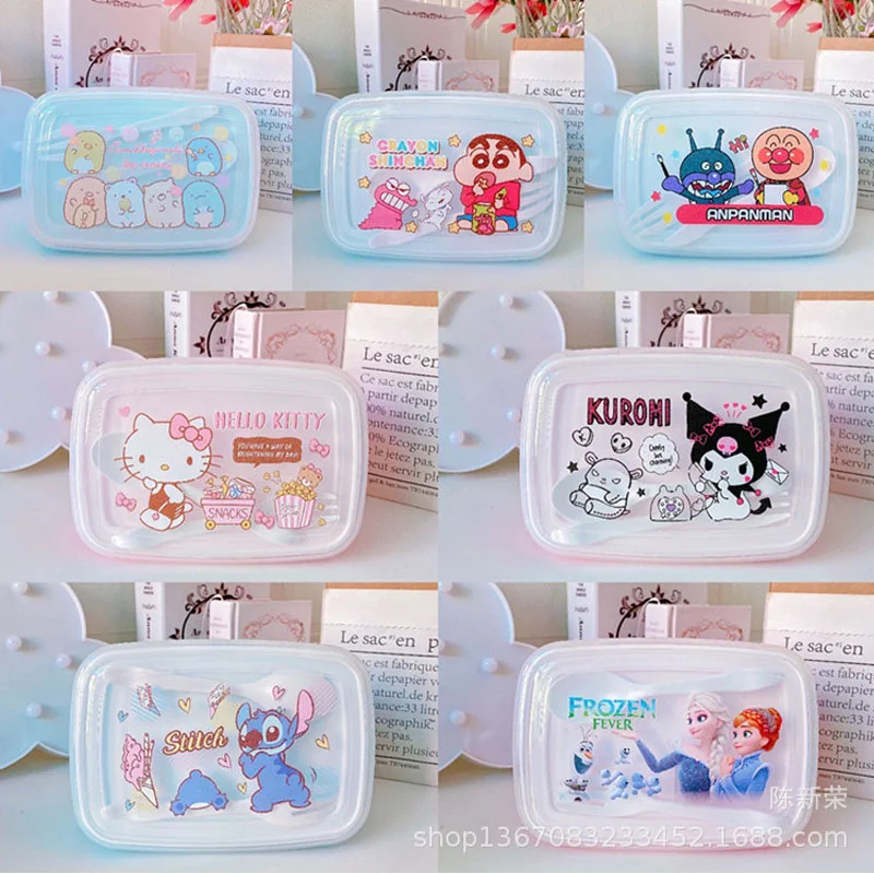 

Sanrioed Cartoon Cinnamoroll Children's Lunch Box Kuromi Kitty Cat Student Dustproof Lunch Box Fruit Preservation Box Small Gift