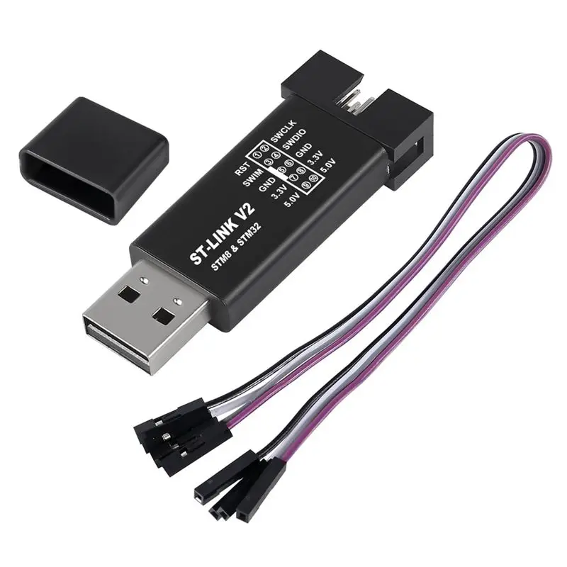 Фото DT21 ST-Link V2 STM32 Симулятор, программатор, отладчик SWD SWIM для STM8 STM32, корпус из алюминиевого сплава №2