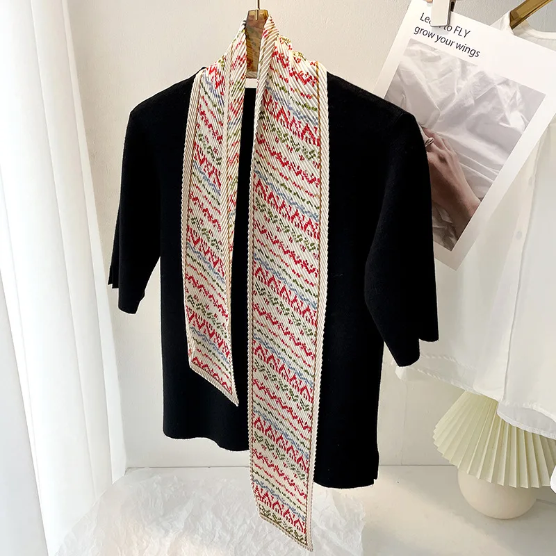 

Новый шарф для волос, женский Шелковый шейный галстук, женская сумка с ручками, фуляр, повязка на голову, бандана, роскошные шарфы для девуше...