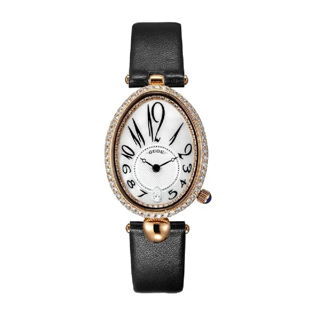 2022 Fashion Guou Top Brand Luxury Oval Dial Women Watch Elegant Rhinestone Bracelet Ladies Diamond Dress Quartz Wrist Relogio