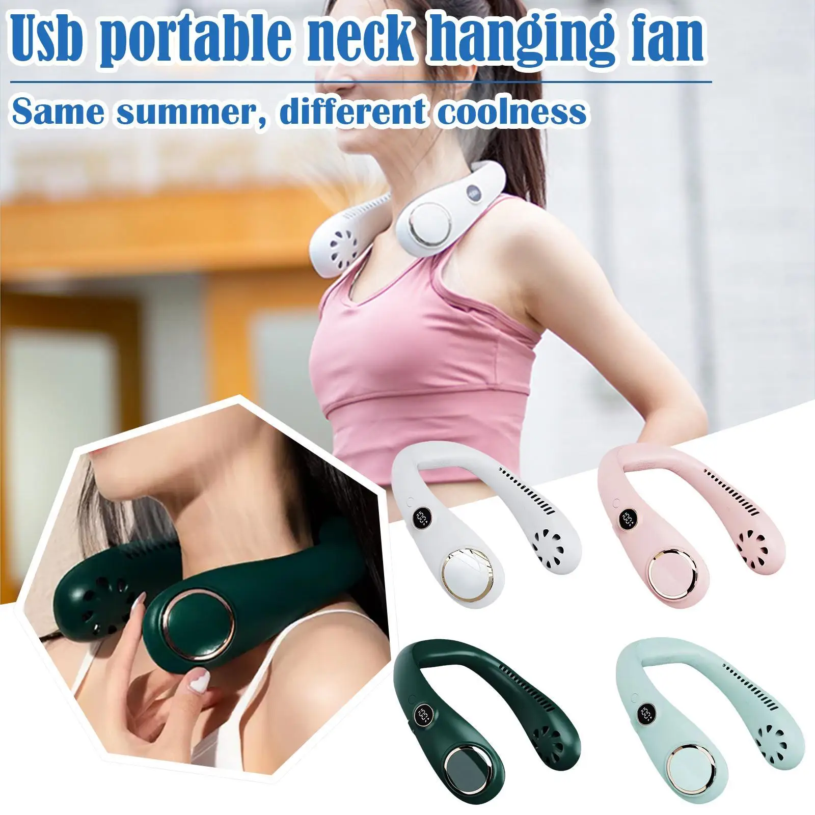 

1PCS Mini Neck Fan Portable Bladeless USB Rechargeable Mute Sports Fans for Outdoor Ventilador Cooling