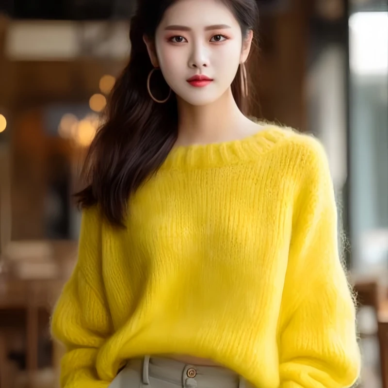 Neploe 2024 осенне-зимние желтые свитера во французском ароматном стиле женские