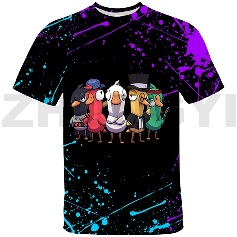 

Kawaii Cartoon Goose Goose Duck 3D T-shirt Boys Colorful Graphic T Shirts Mens Hip Hop High Street Short Tees Oversized T Shirt