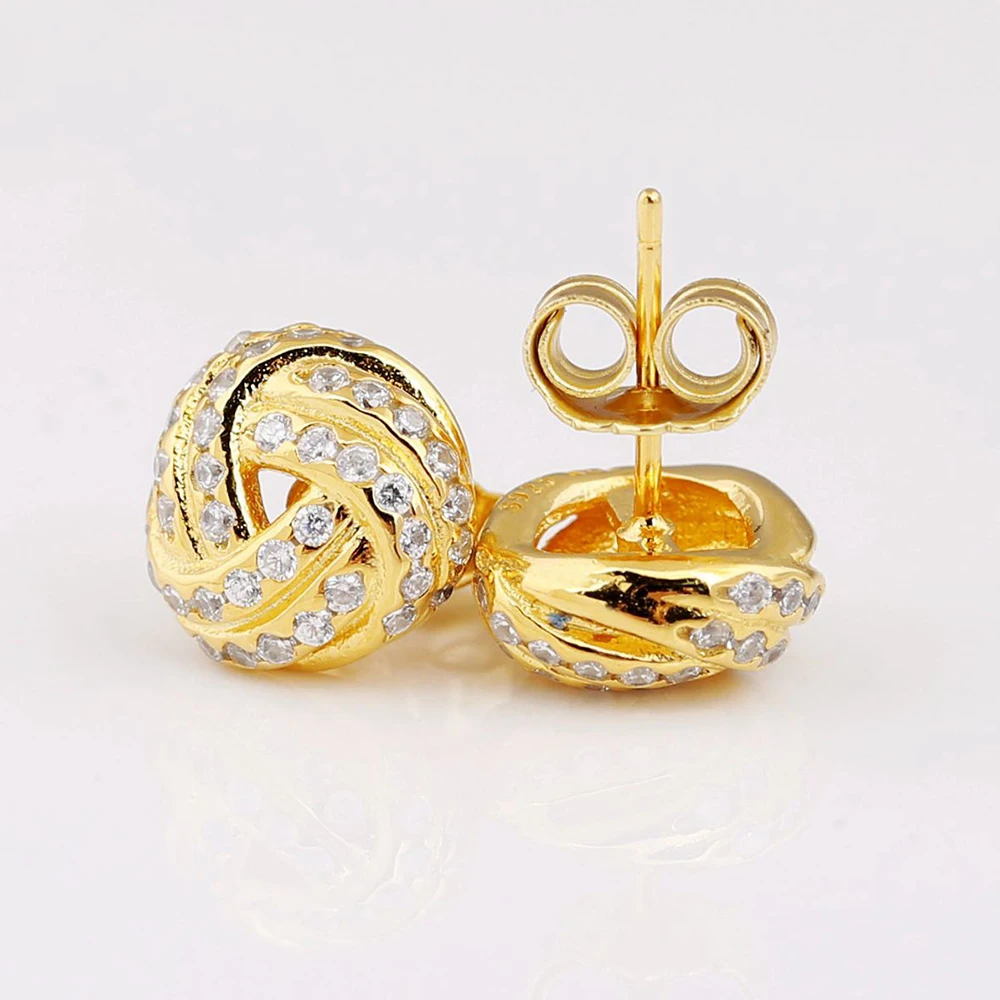 Аутентичные 925 пробы Серебряные Оригинальные сверкающие серьги-гвоздики в