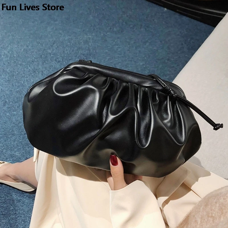 

Elegant Clouds Purse Women Party Shoulder Bag Soft Leather Totes Bags Fashion Concise Handbags Ladies Clutches Brand Designer