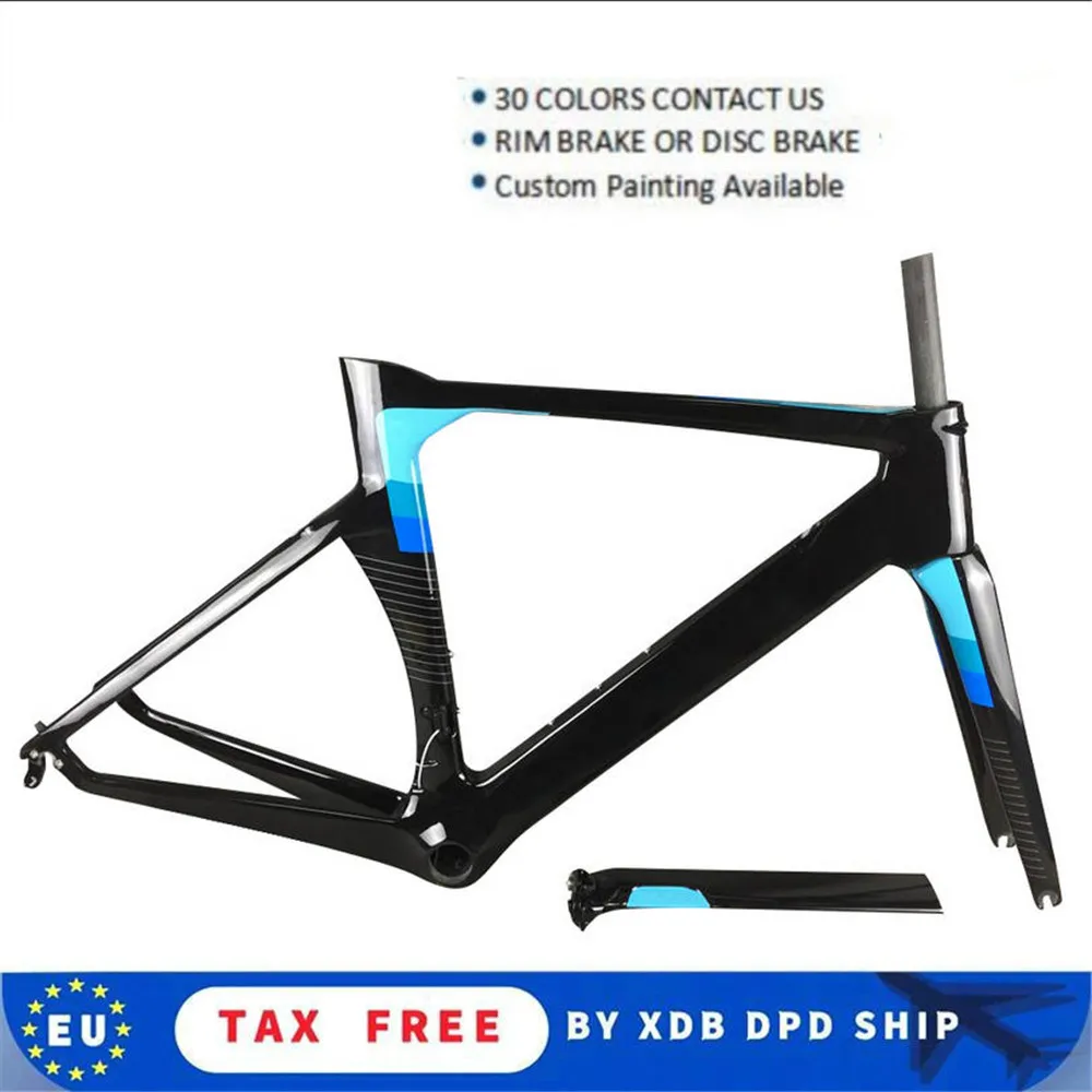 

T1000 Blue Concept карбоновая рама, глянцевая велосипедная фоторамка, велосипедная Рама, прямой тормоз, карбоновая рама, 20 цветов
