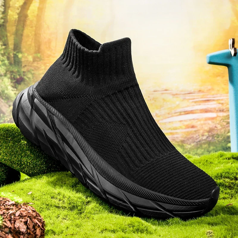 Кроссовки мужские сетчатые без шнуровки повседневная обувь для бега легкие