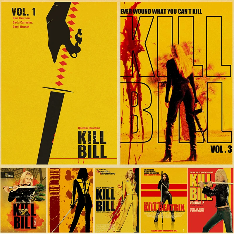 

Classic Action Movie Collection Kill Bill Vintage Kraft Paper and Print Picture Art Wall Painting for Room Bar Cafe Decoration