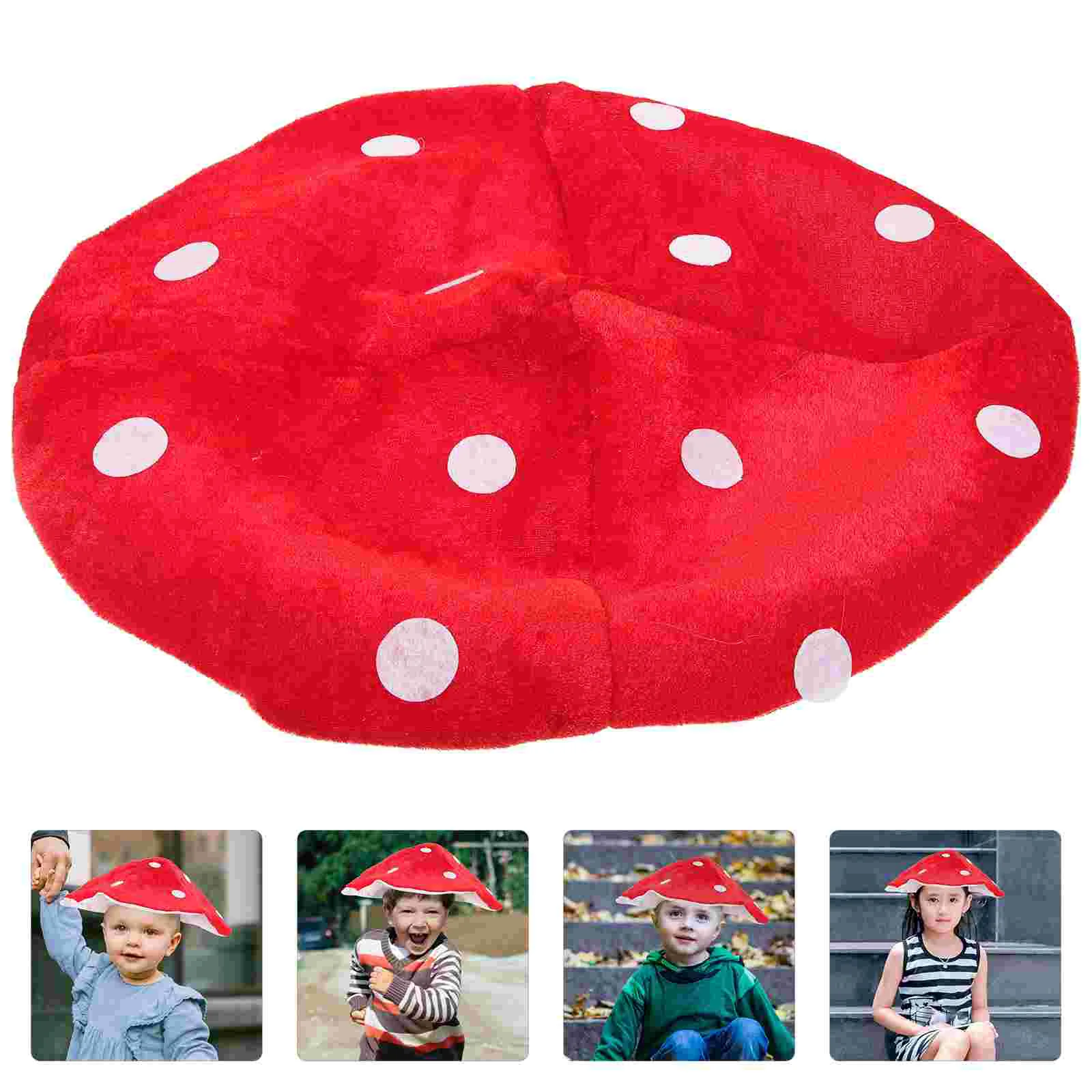 

Kids Mushroom Hat Plush Adult Giftss Red Costume Hat Photo Prop Hat Toddler Decoration for Party