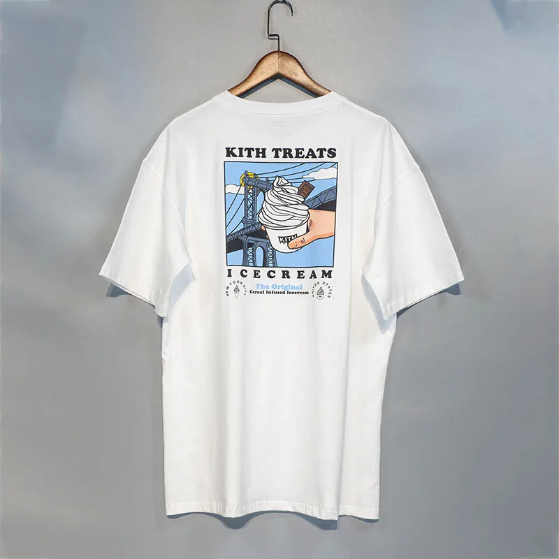 

KITH T Shirt Men Women 1:1 Ice Cream Print White Oversized Tee Kith Cotton Short Sleeves