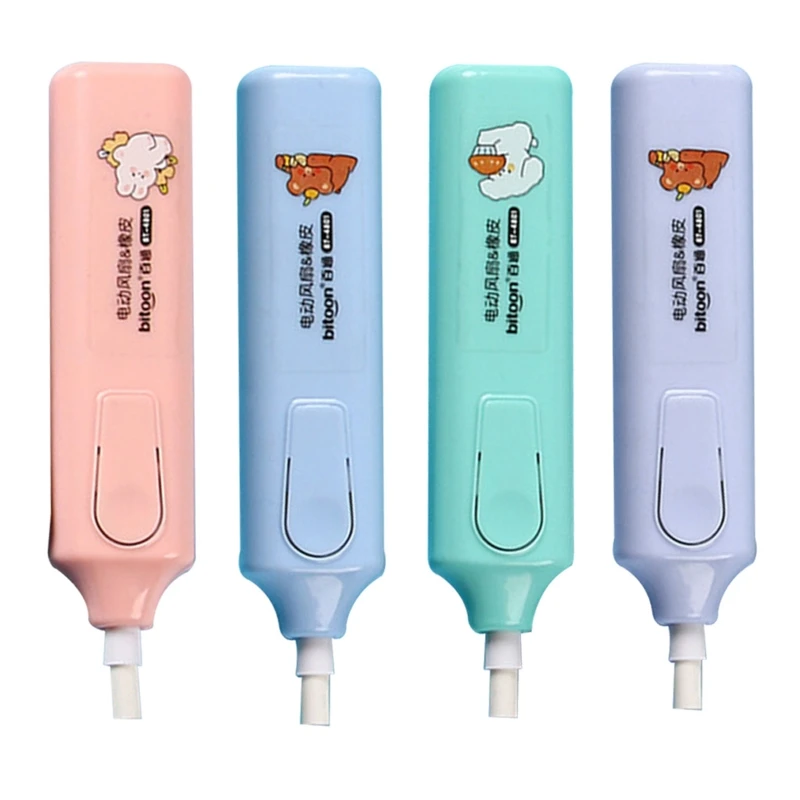 

Pen-style Pencil Erasers with Fan Learning Stationery 2 in 1 Battery Operated
