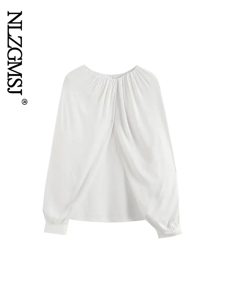 

Nlzgmsj Lantern Sleeve Blouse Women O Neck Casual Tops Office Ladies F40
