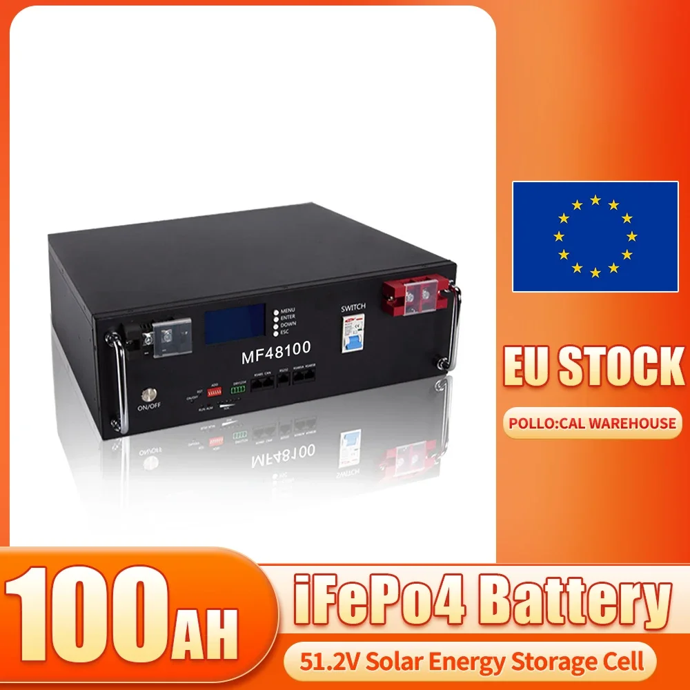 Совершенно новый аккумулятор LiFePO4 48 В 100 Ач 5 кВтч Встроенный 16S 100A BMS RS485 CAN Cell Pack для