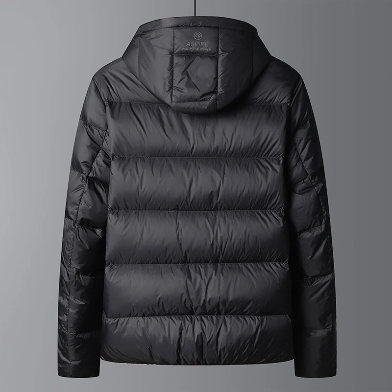 New Men's Fashion Coat Winter Down Jacket Black Zipper Hooded Jacket Medium and Long Daily Casual Warm Bread Down Jacket