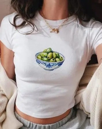 Женская детская футболка облегающие летние кроп-топы с круглым вырезом и