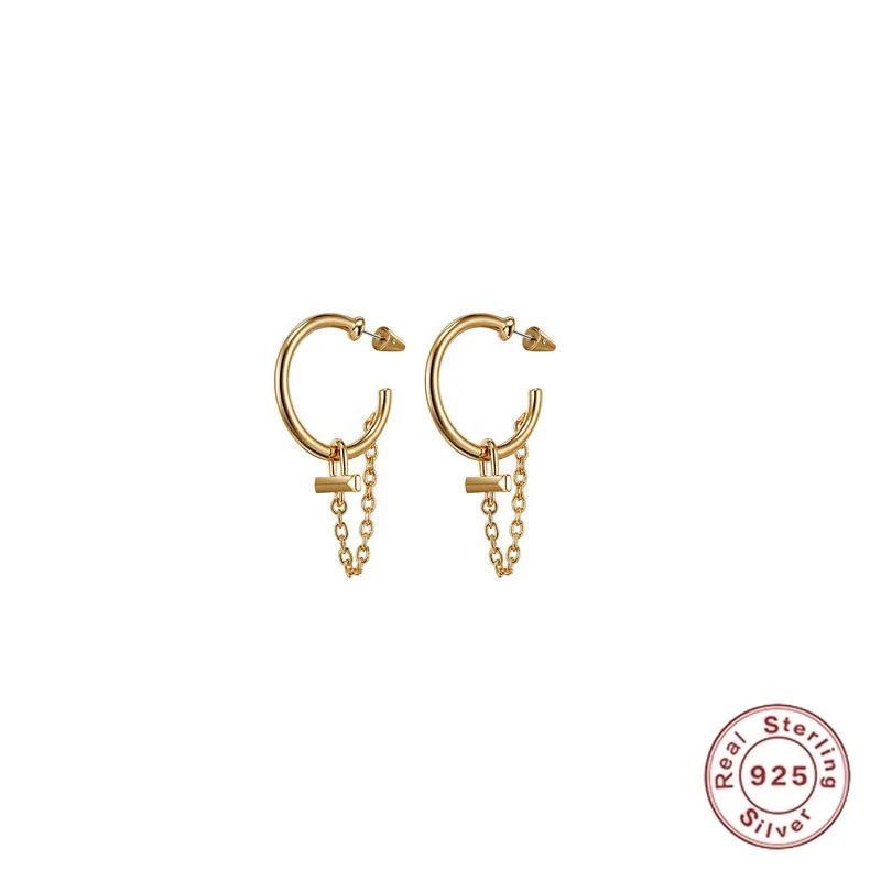 

S925 Silver Personality Chain Tassel High Quality Drop Earrings For Ladies Party Fashion Trend The Same Accessories Earring Gift
