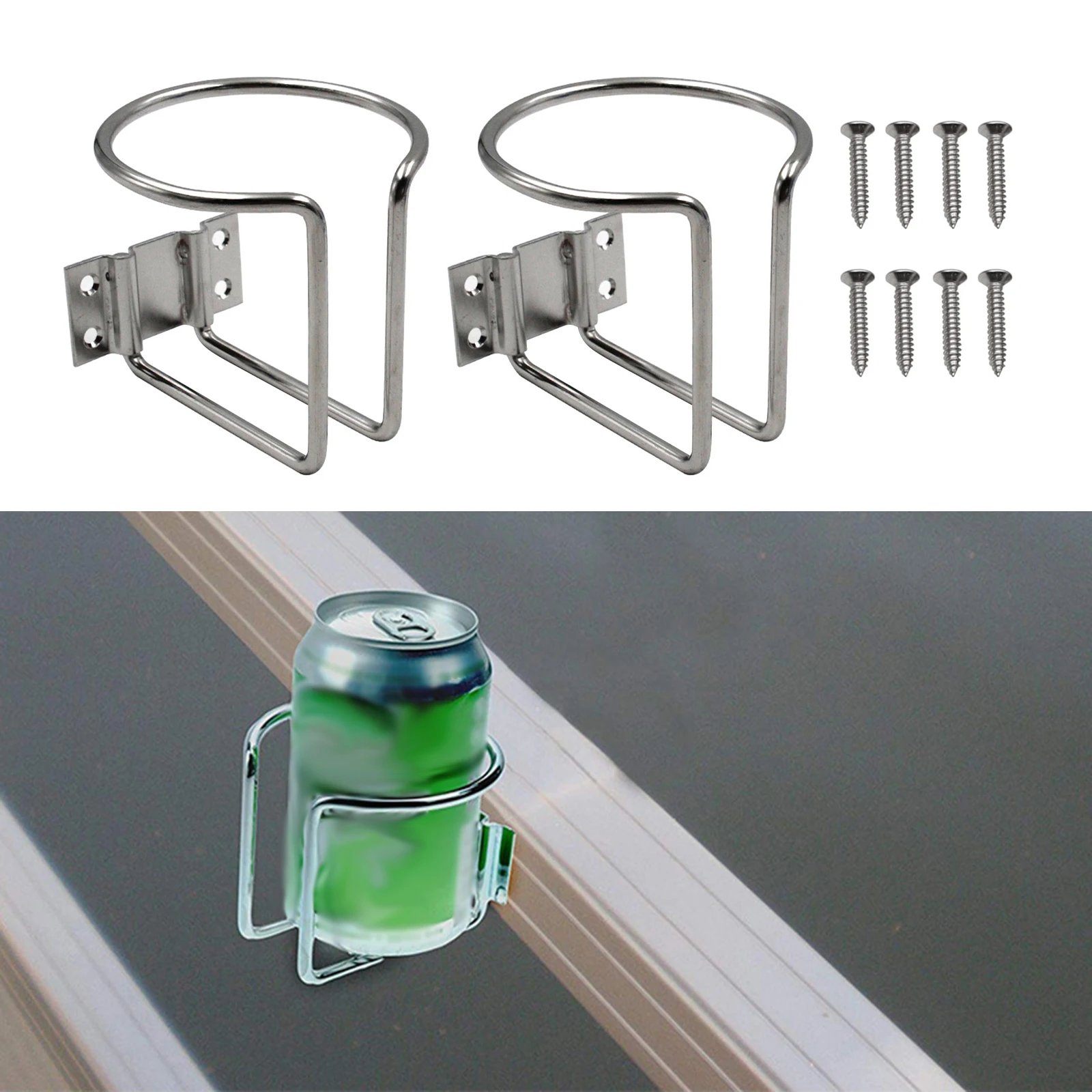 

2PCS Car Water Cup Holders Universal Boat Ring Stainless Steel Drink Holder Bracket With Screws For Marine Boats Accessories