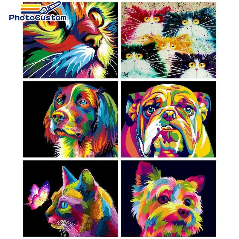 

PhotoCustom DIY Pictures By Number Dog Kits Home Decor Painting By Numbers Animals Drawing On Canvas HandPainted Art Gift