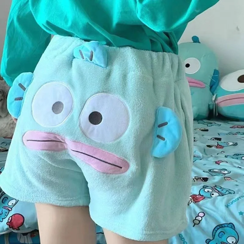 

Kawaii Sanrioed Clothes Shorts Cartoon Hangyodon Plush Soft Short Pants 3D Loose Casual Sweatshorts Women New Fashion Shorts