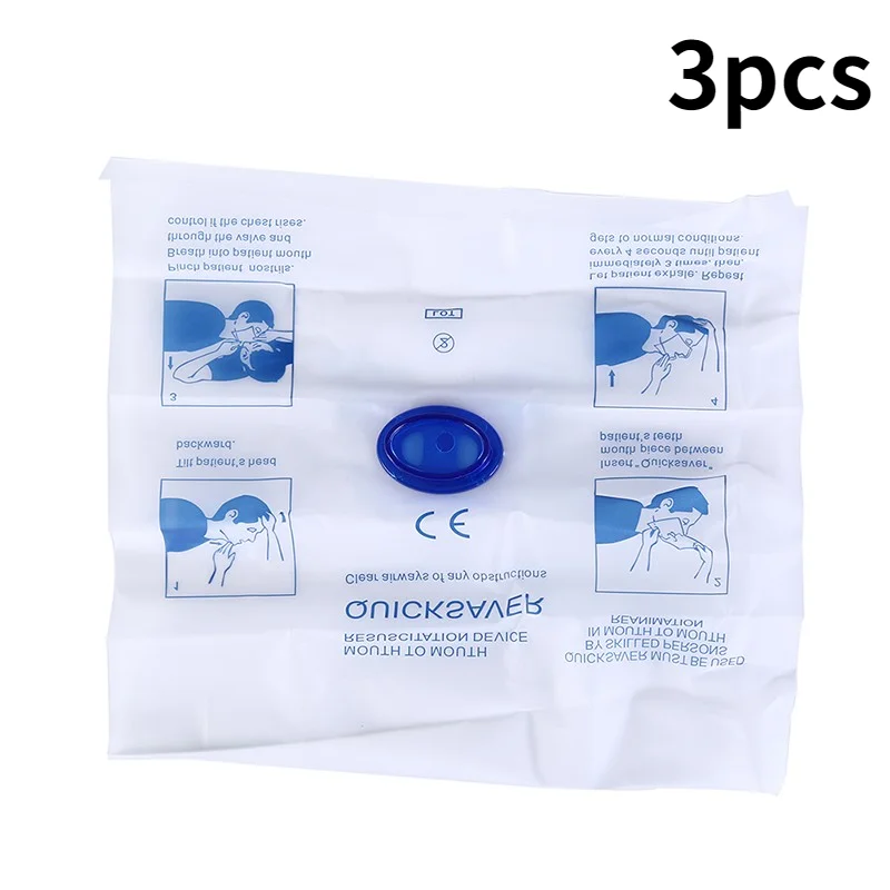 

3pcs Disposable Mouth To Mouth CPR Breathing Mask Emergency One-way Valve Breathing Respirator CPR Mask