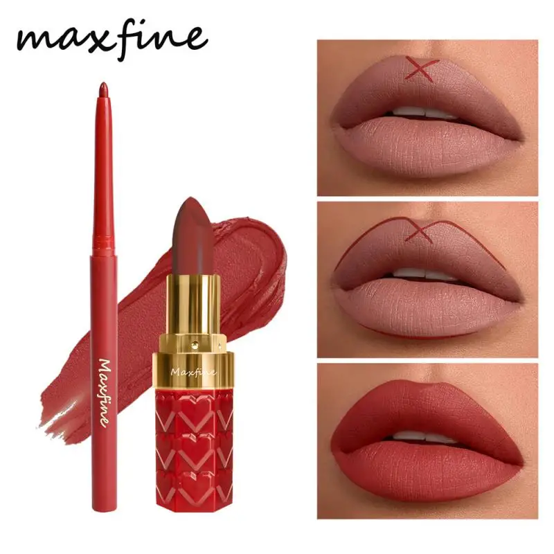 

18Color Lip Makeup Lipstick Lip Liner Combination Set Waterproof Lasting Tint Sexy Red Lip Stick Beauty Matte Liner Pen Lipstick