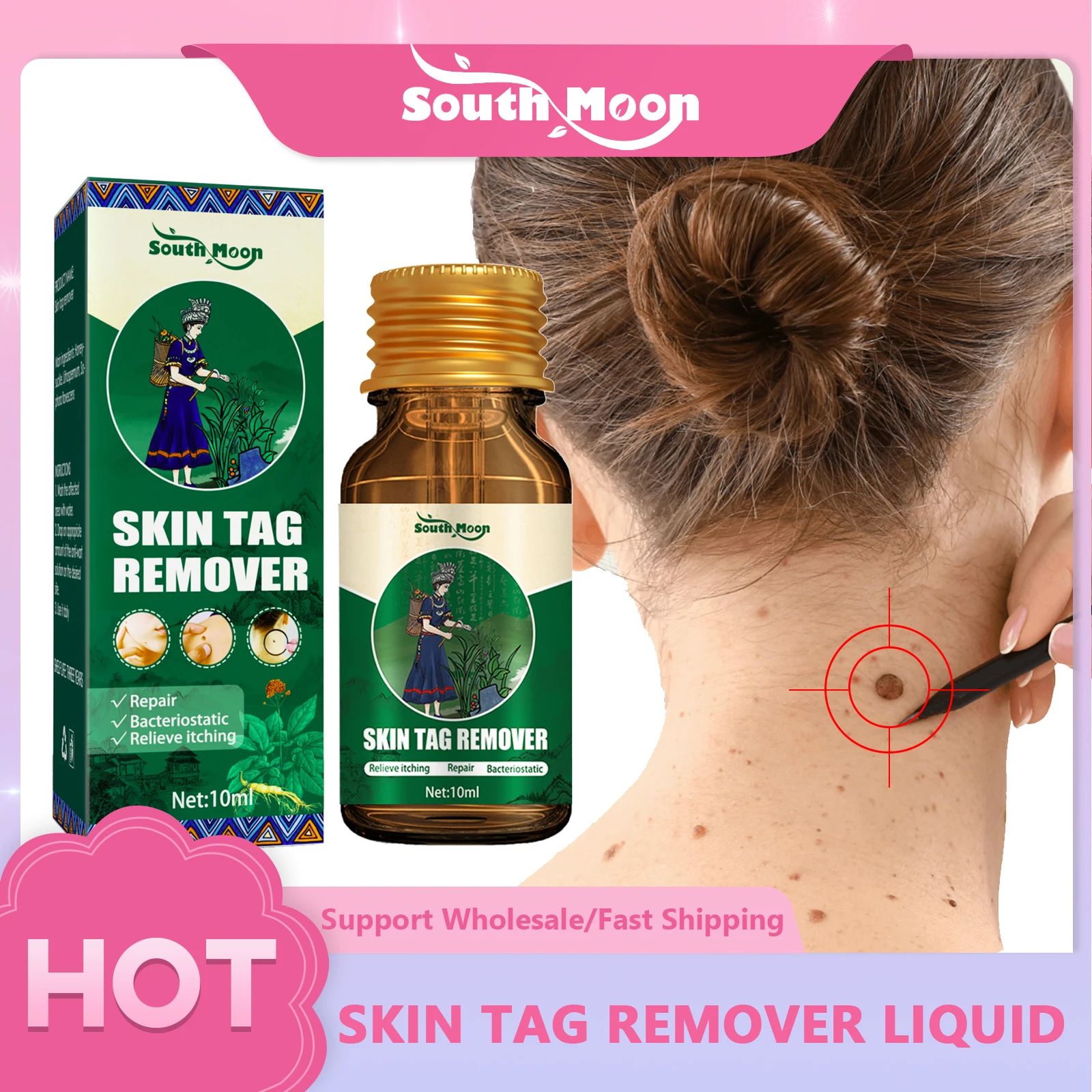 

Skin Tag Remover Liquid Painless Body Moles Skin Dark Spot Wart Freckle Fast Removal Serum Relieve Itching Repair Essential Oil