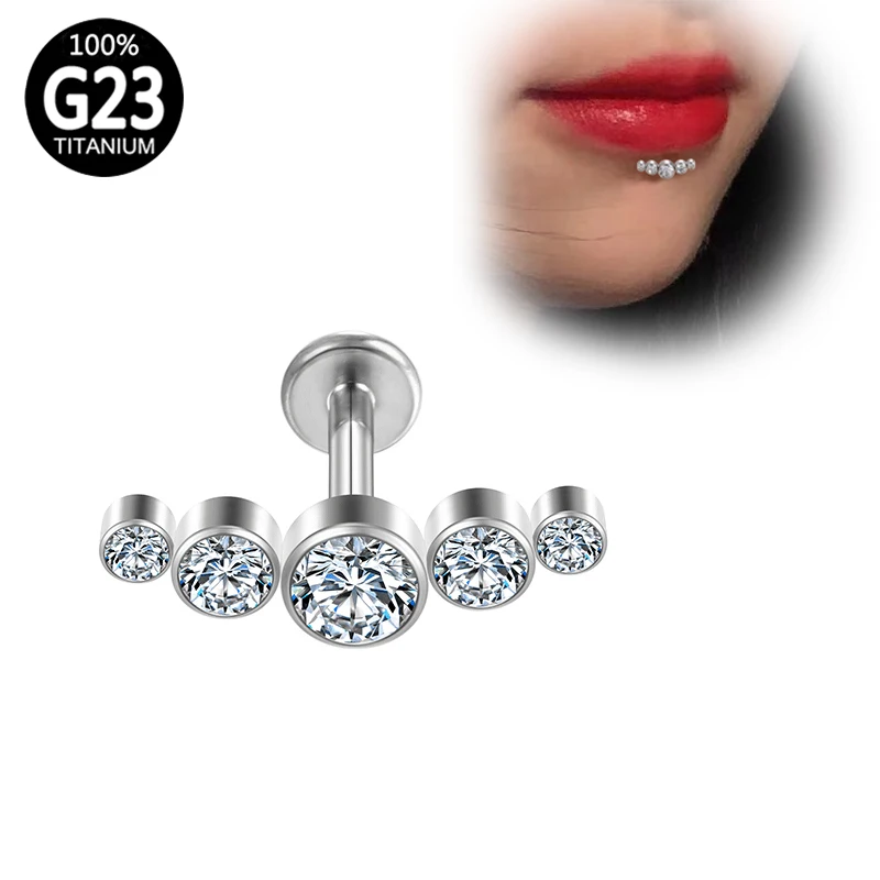 F136 Titanium Tragus Piercing Lip Cartilage G23 Labret Septum Clicker Zircon Hinge Segment Earrings for Women Helix Body Jewelry