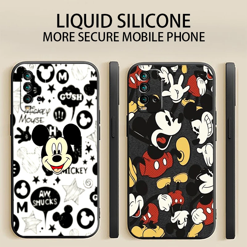 

DISNEY Mickey Mouse Phone Case For Xiaomi Redmi 9 9i 9T 9AT 9A 9C Note 9 Pro MAX 5G 9T 9S Protective TPU Liquid Silicon