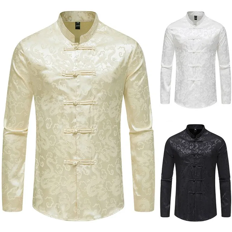 

Men's Dragon Print Casual Business Dress Shirt Fashion New Long Sleeve Steampunk Shirt Party Party Social Bottom Shirt Top