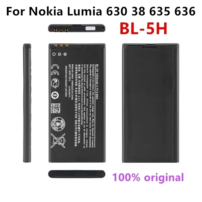 Оригинальный сменный аккумулятор BL-5H 1830 мАч для Nokia Lumia 630 38 635 636 Lumia630 RM-977 RM-978 BL5H BL 5H