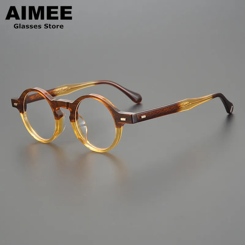 Винтажные круглые ацетатные очки в японской оправе ручной работы для мужчин и