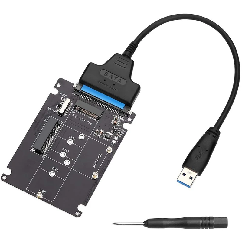 

M.2 NGFF MSATA To USB 3.0 Adapter Converter Reader Card With SATA Cable Portable Flash Drive Support SATA SSD