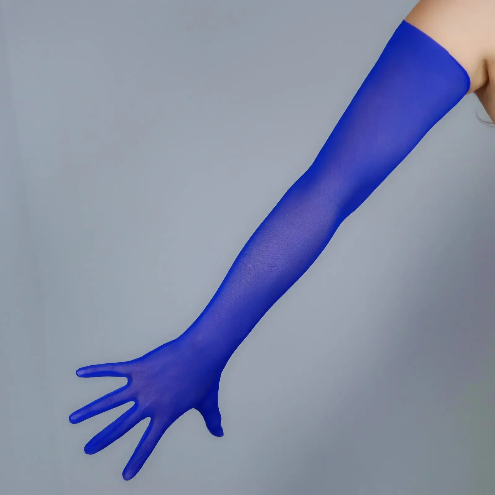 Королевские синие кружевные перчатки женские сетчатые супер длинные Royal Klein Blue 28