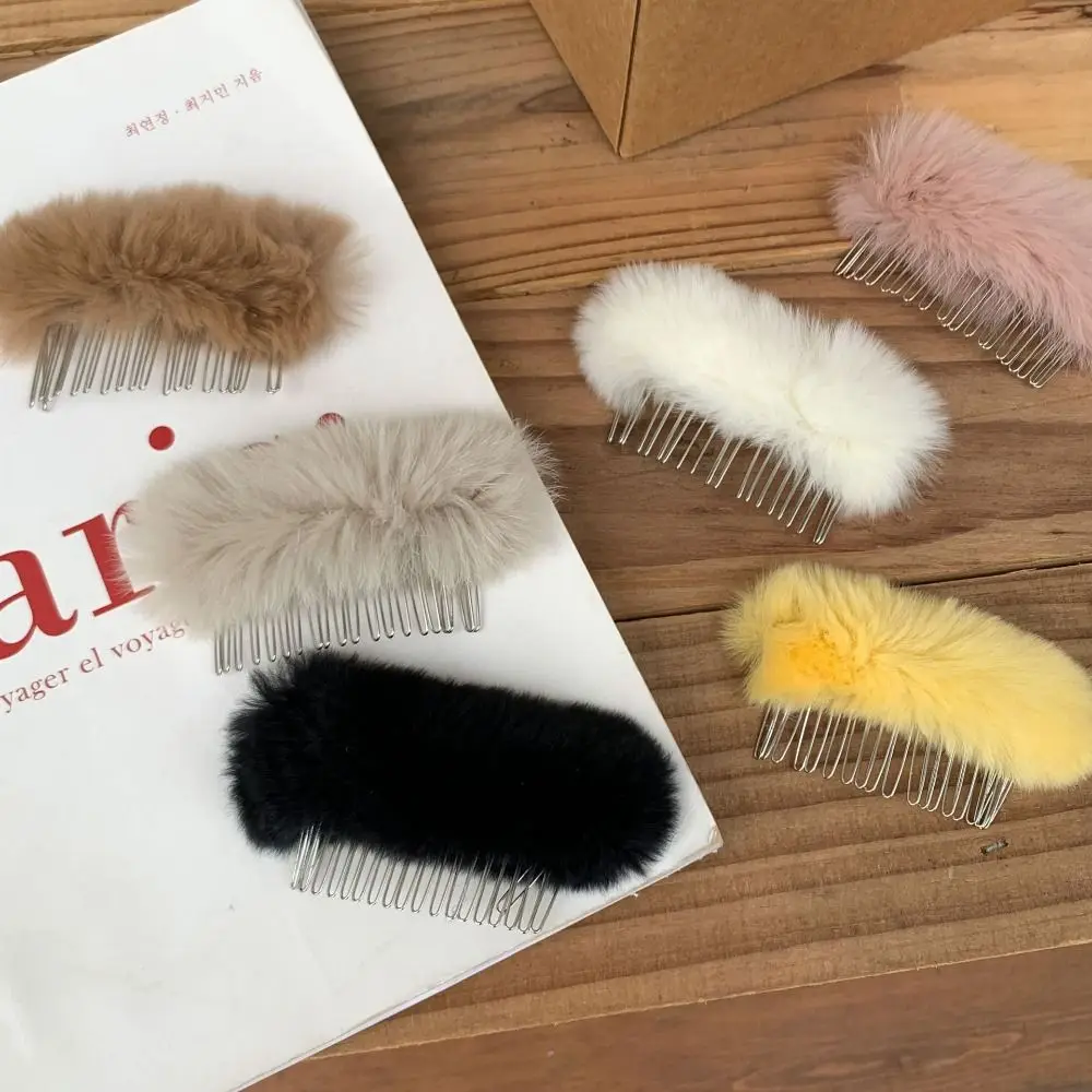 

Women Vintage Fluffy Plush Hair Comb Sweet Headdress Bangs Clip Female Styling Accessories Ornament