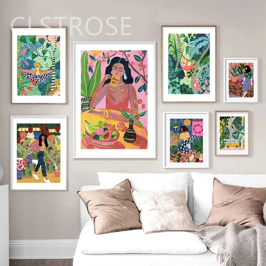 

Canvas Painting Wall Decor Nordic Poster and Print Home Decoration Abstract Portrait Girl Wall Art Landscape Painting