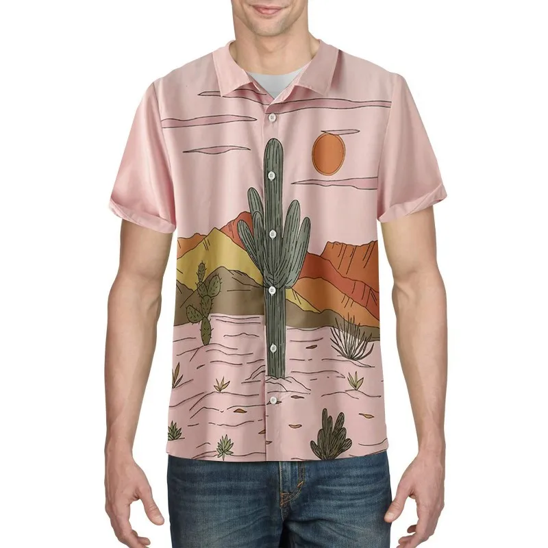 

Summer Men's Hawaiian Shirt Tropical Desert 3D Printing Men's Shirt Unisex Harajuku Street Casual Short Sleeve Shirt Top