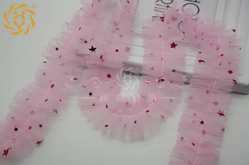 4 см звездная сетка по центру плиссированное кружево детская повязка на голову